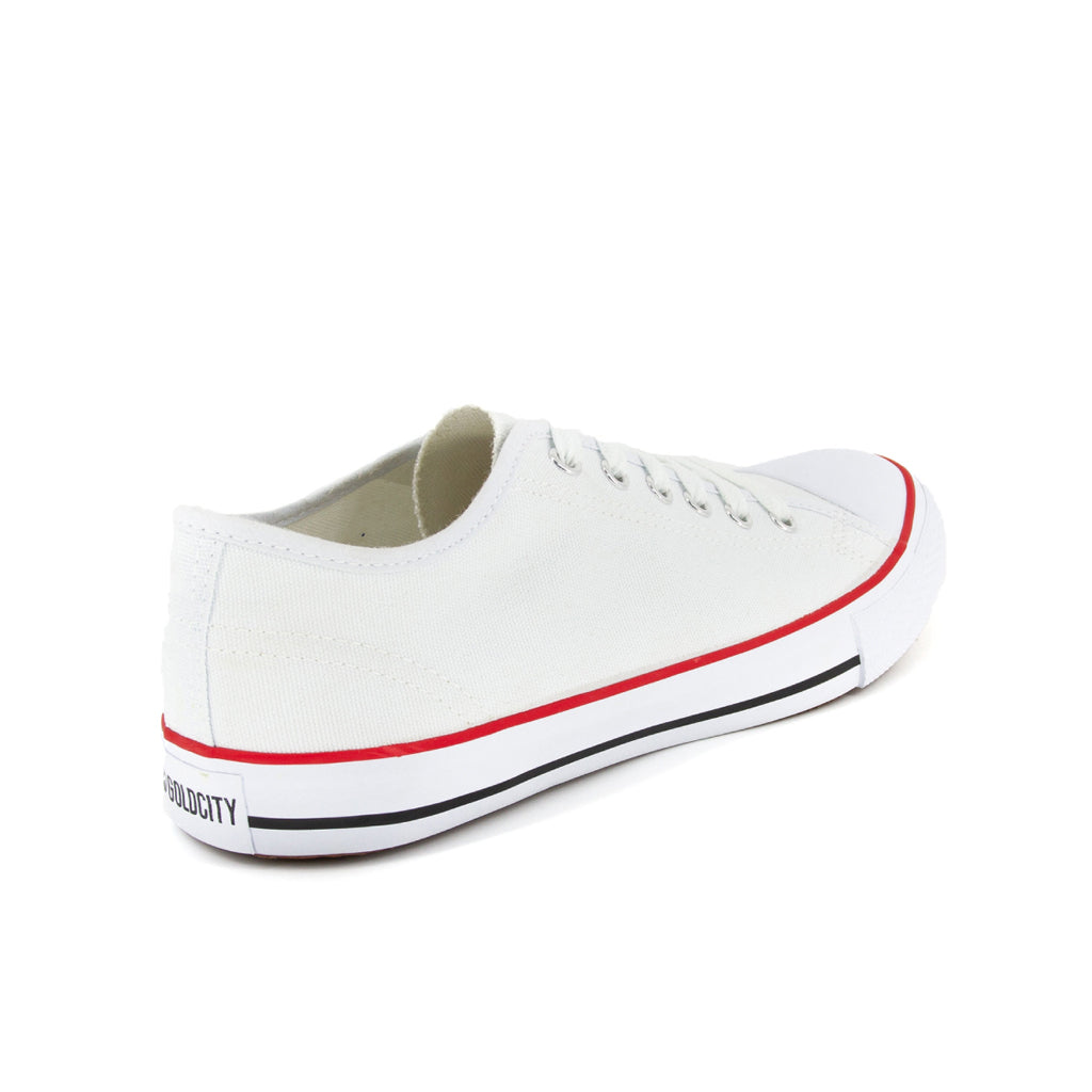 รองเท้าผ้าใบ รองเท้าผ้าใบผูกเชือก รองเท้าผ้าใบผูกเชือกผู้ชาย รองเท้าผ้าใบผูกเชือกผู้หญิงสีขาว/แดง คลาสสิค ใส่สบาย น้ำหนักเบา