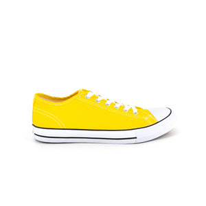 รองเท้าผ้าใบ รองเท้าผ้าใบผูกเชือก รองเท้าผ้าใบผูกเชือกผู้ชาย รองเท้าผ้าใบผูกเชือกผู้หญิงสีเหลือง คลาสสิค ใส่สบาย น้ำหนักเบา