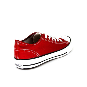 รองเท้าผ้าใบ รองเท้าผ้าใบผูกเชือก รองเท้าผ้าใบผูกเชือกผู้ชาย รองเท้าผ้าใบผูกเชือกผู้หญิงสีแดงเลือดหมู คลาสสิค ใส่สบาย น้ำหนักเบา