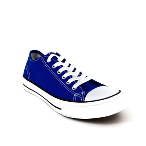 รองเท้าผ้าใบ รองเท้าผ้าใบผูกเชือก รองเท้าผ้าใบผูกเชือกผู้ชาย รองเท้าผ้าใบผูกเชือกผู้หญิงสีน้ำเงิน คลาสสิค ใส่สบาย น้ำหนักเบา