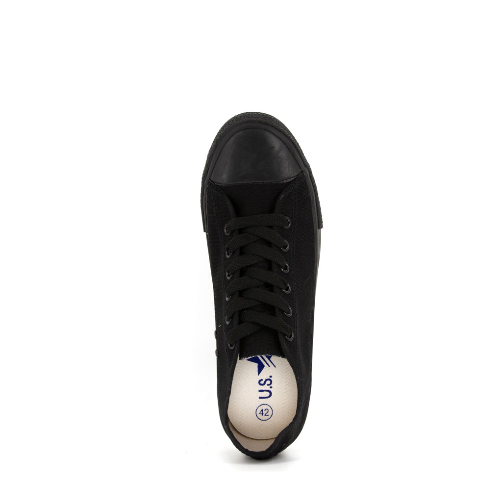 รองเท้าผ้าใบ รองเท้าผ้าใบผูกเชือก รองเท้าผ้าใบผูกเชือกผู้ชาย รองเท้าผ้าใบผูกเชือกผู้หญิงสีดำ/ดำ คลาสสิค ใส่สบาย น้ำหนักเบา