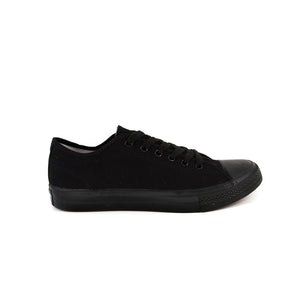 รองเท้าผ้าใบ รองเท้าผ้าใบผูกเชือก รองเท้าผ้าใบผูกเชือกผู้ชาย รองเท้าผ้าใบผูกเชือกผู้หญิงสีดำ/ดำ คลาสสิค ใส่สบาย น้ำหนักเบา