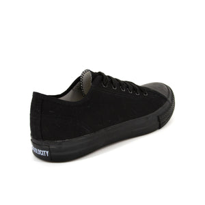 รองเท้าผ้าใบ รองเท้าผ้าใบผูกเชือก รองเท้าผ้าใบผูกเชือกผู้ชาย รองเท้าผ้าใบผูกเชือกผู้หญิงสีดำ/ดำ คลาสสิค ใส่สบาย น้ำหนักเบา