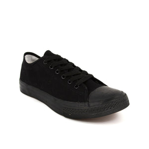 รองเท้าผ้าใบ รองเท้าผ้าใบผูกเชือก รองเท้าผ้าใบผูกเชือกผู้ชาย รองเท้าผ้าใบผูกเชือกผู้หญิงสีดำ/ดำ คลาสสิค ใส่สบาย น้ำหนักเบา