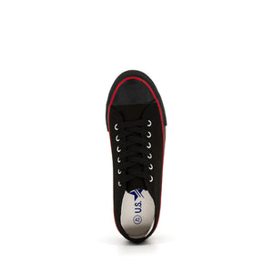 รองเท้าผ้าใบ รองเท้าผ้าใบผูกเชือก รองเท้าผ้าใบผูกเชือกผู้ชาย รองเท้าผ้าใบผูกเชือกผู้หญิงสีดำ/แดง คลาสสิค ใส่สบาย น้ำหนักเบา