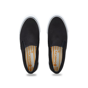 รองเท้าผ้าใบ รองเท้าสลิปออน รองเท้าผ้าใบสลิปออนผู้ชาย รองเท้าผ้าใบสลิปออนผู้หญิงสีดำ ขอบนุ่ม ใส่สบาย ไม่กัดเท้า