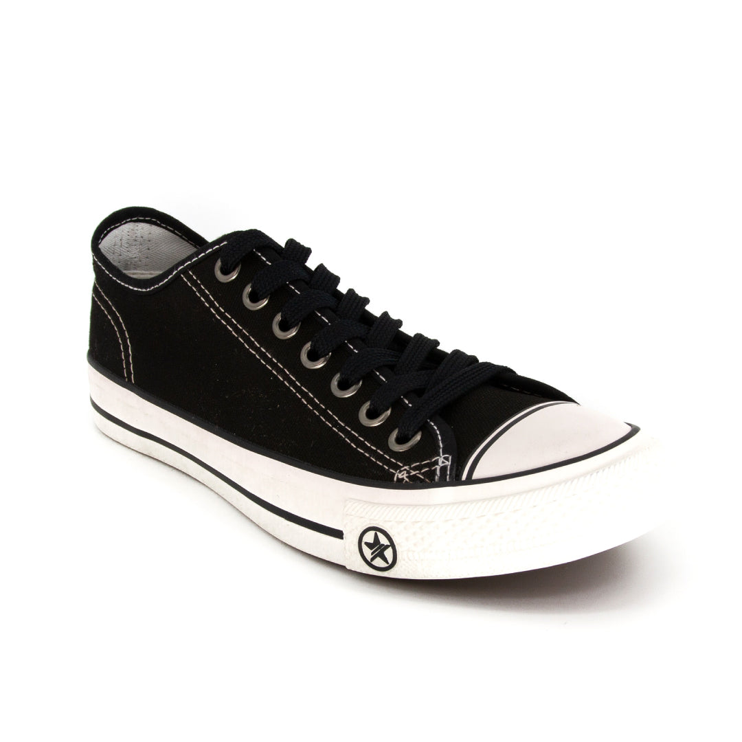 รองเท้าผ้าใบ รองเท้าผ้าใบผูกเชือก รองเท้าผ้าใบผูกเชือกผู้ชาย รองเท้าผ้าใบผูกเชือกผู้หญิงสีดำ ลายดาวสุดเทห์ ใส่สบาย น้ำหนักเบา