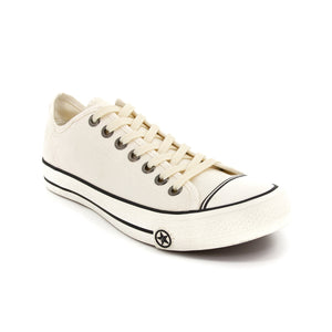 รองเท้าผ้าใบ รองเท้าผ้าใบผูกเชือก รองเท้าผ้าใบผูกเชือกผู้ชาย รองเท้าผ้าใบผูกเชือกผู้หญิงสีครีม ลายดาวสุดเทห์ ใส่สบาย น้ำหนักเบา