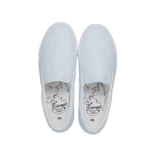 รองเท้าผ้าใบ รองเท้าสลิปออน รองเท้าผ้าใบสลิปออนผู้ชาย รองเท้าผ้าใบสลิปออนผู้หญิงสีขาว ขอบนุ่ม น้ำหนักเบา ใส่สบาย