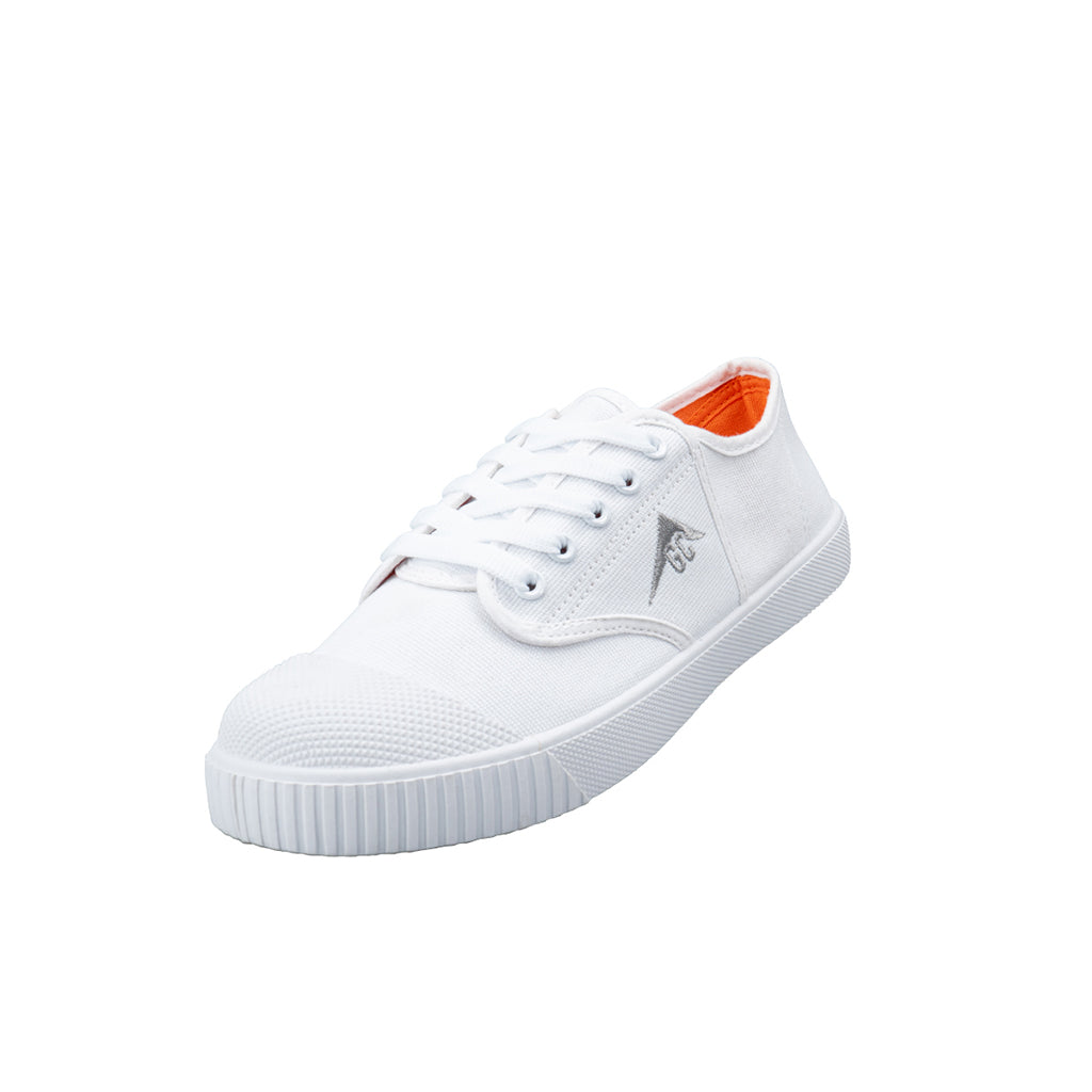 รองเท้านักเรียน รุ่น FC001 สีขาว โชว์โลโก้ GC สีขาว มุมมองด้านข้าง