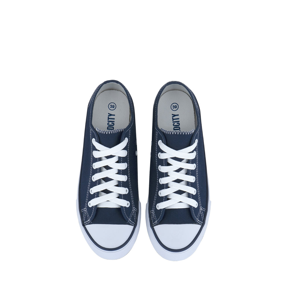 รองเท้าผ้าใบ รองเท้าผ้าใบผูกเชือก รองเท้าผ้าใบผูกเชือกผู้ชาย รองเท้าผ้าใบผูกเชือกผู้หญิงสีกรม สไตล์คลาสสิก นุ่มสบาย