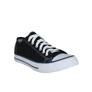 รองเท้าผ้าใบ รองเท้าผ้าใบผูกเชือก รองเท้าผ้าใบผูกเชือกผู้ชาย รองเท้าผ้าใบผูกเชือกผู้หญิงสีดำ สไตล์คลาสสิก นุ่มสบาย