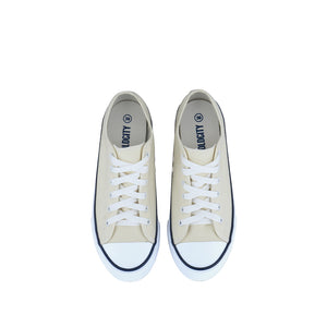 รองเท้าผ้าใบ รองเท้าผ้าใบผูกเชือก รองเท้าผ้าใบผูกเชือกผู้ชาย รองเท้าผ้าใบผูกเชือกผู้หญิงสีครีม สไตล์คลาสสิก นุ่มสบาย