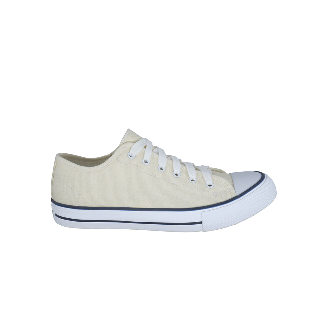 รองเท้าผ้าใบ รองเท้าผ้าใบผูกเชือก รองเท้าผ้าใบผูกเชือกผู้ชาย รองเท้าผ้าใบผูกเชือกผู้หญิงสีครีม สไตล์คลาสสิก นุ่มสบาย