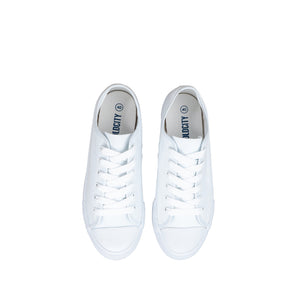 รองเท้าผ้าใบ รองเท้าผ้าใบผูกเชือก รองเท้าผ้าใบผูกเชือกผู้ชาย รองเท้าผ้าใบผูกเชือกผู้หญิงสีขาว/ขาว สไตล์คลาสสิก นุ่มสบาย