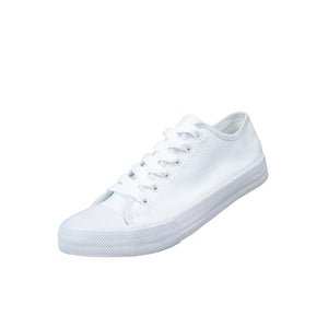 รองเท้าผ้าใบ รองเท้าผ้าใบผูกเชือก รองเท้าผ้าใบผูกเชือกผู้ชาย รองเท้าผ้าใบผูกเชือกผู้หญิงสีขาว/ขาว สไตล์คลาสสิก นุ่มสบาย