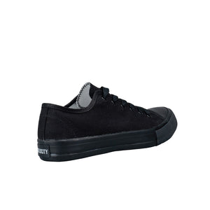 รองเท้าผ้าใบ รองเท้าผ้าใบผูกเชือก รองเท้าผ้าใบผูกเชือกผู้ชาย รองเท้าผ้าใบผูกเชือกผู้หญิงสีดำ/ดำ สไตล์คลาสสิก นุ่มสบาย