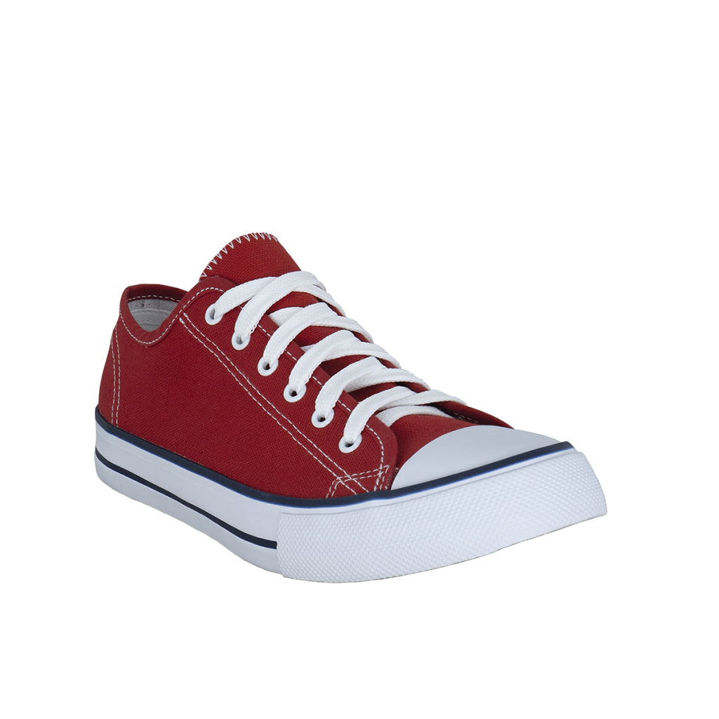 รองเท้าผ้าใบ รองเท้าผ้าใบผูกเชือก รองเท้าผ้าใบผูกเชือกผู้ชาย รองเท้าผ้าใบผูกเชือกผู้หญิงสีแดง สไตล์คลาสสิก นุ่มสบาย