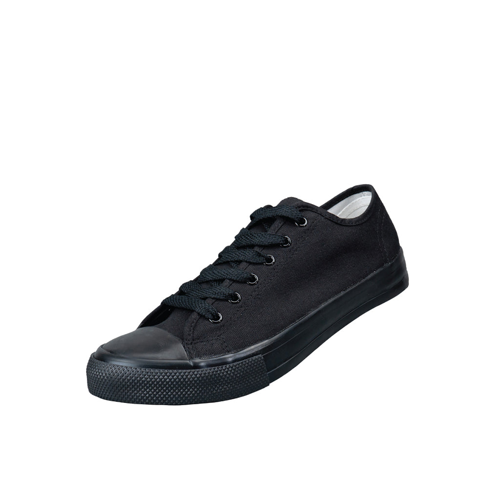 รองเท้าผ้าใบ รองเท้าผ้าใบผูกเชือก รองเท้าผ้าใบผูกเชือกผู้ชาย รองเท้าผ้าใบผูกเชือกผู้หญิงสีดำ/ดำ สไตล์คลาสสิก นุ่มสบาย