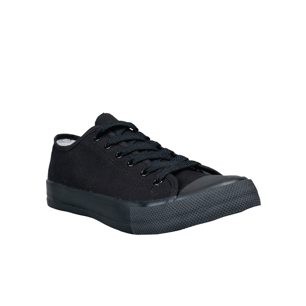 รองเท้าผ้าใบ รองเท้าผ้าใบผูกเชือก รองเท้าผ้าใบผูกเชือกผู้ชาย รองเท้าผ้าใบผูกเชือกผู้หญิงสีดำ/ดำ สไตล์คลาสสิก นุ่มสบาย