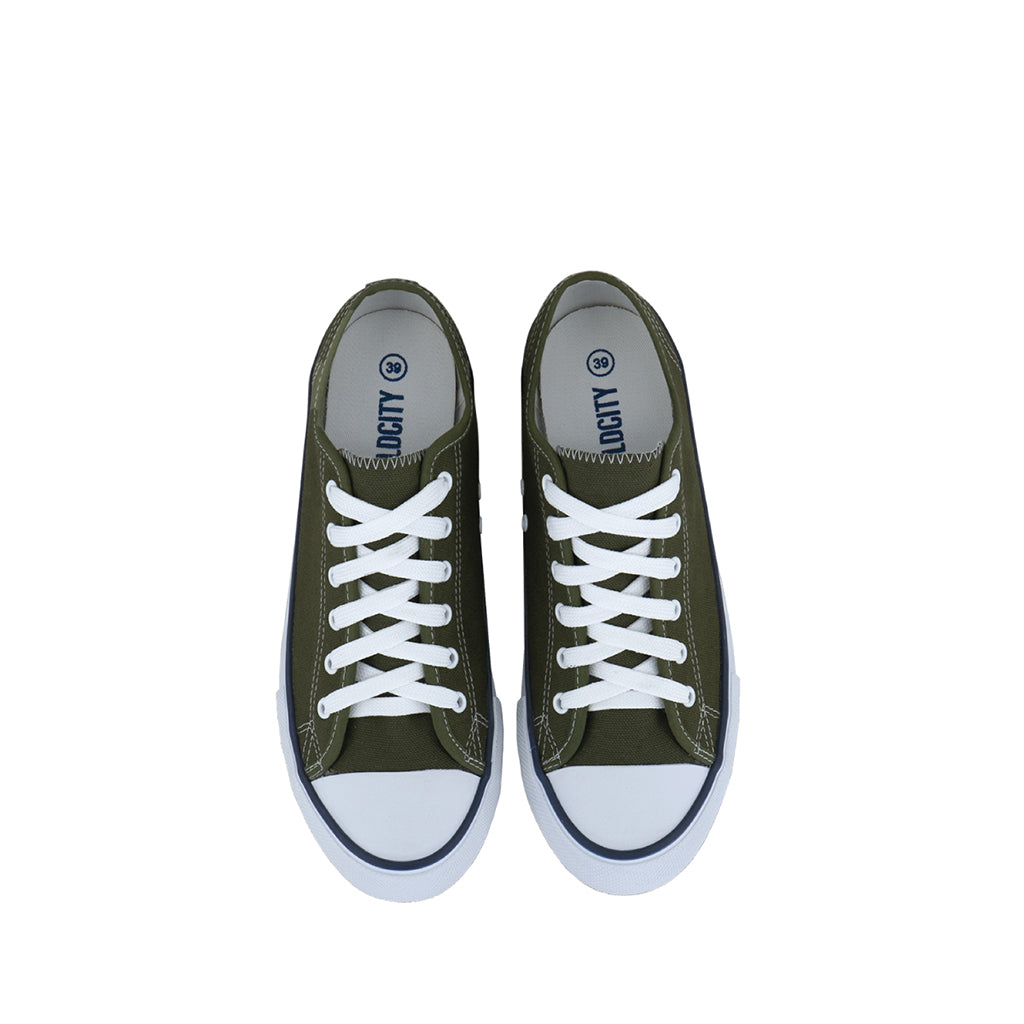 รองเท้าผ้าใบ รองเท้าผ้าใบผูกเชือก รองเท้าผ้าใบผูกเชือกผู้ชาย รองเท้าผ้าใบผูกเชือกผู้หญิงสีเขียวขี้ม้า สไตล์คลาสสิก นุ่มสบาย