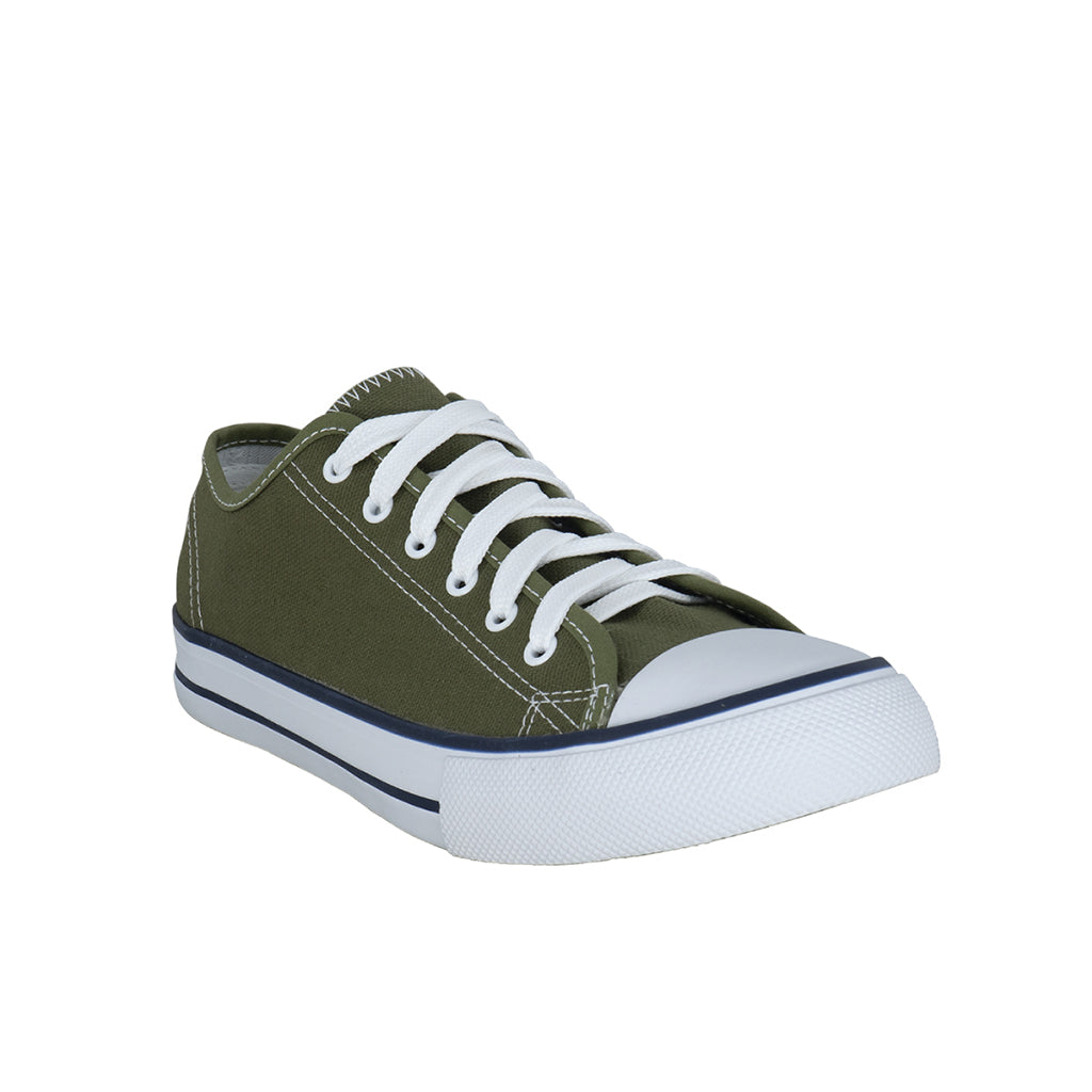 รองเท้าผ้าใบ รองเท้าผ้าใบผูกเชือก รองเท้าผ้าใบผูกเชือกผู้ชาย รองเท้าผ้าใบผูกเชือกผู้หญิงสีเขียวขี้ม้า สไตล์คลาสสิก นุ่มสบาย