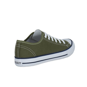 รองเท้าผ้าใบ รองเท้าผ้าใบผูกเชือก รองเท้าผ้าใบผูกเชือกผู้ชาย รองเท้าผ้าใบผูกเชือกผู้หญิงสีเขียวขี้ม้า สไตล์คลาสสิก นุ่มสบาย