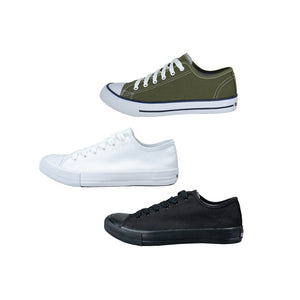 รองเท้าผ้าใบ รองเท้าผ้าใบผูกเชือก รองเท้าผ้าใบผูกเชือกผู้ชาย รองเท้าผ้าใบผูกเชือกผู้หญิงสีเขียวขี้ม้า,ขาว/ขาว,ดำ/ดำ สไตล์คลาสสิก นุ่มสบาย