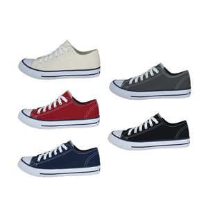 รองเท้าผ้าใบ รองเท้าผ้าใบผูกเชือก รองเท้าผ้าใบผูกเชือกผู้ชาย รองเท้าผ้าใบผูกเชือกผู้หญิงสีครีม,แดง,กรม,เทา,ดำ สไตล์คลาสสิก นุ่มสบาย