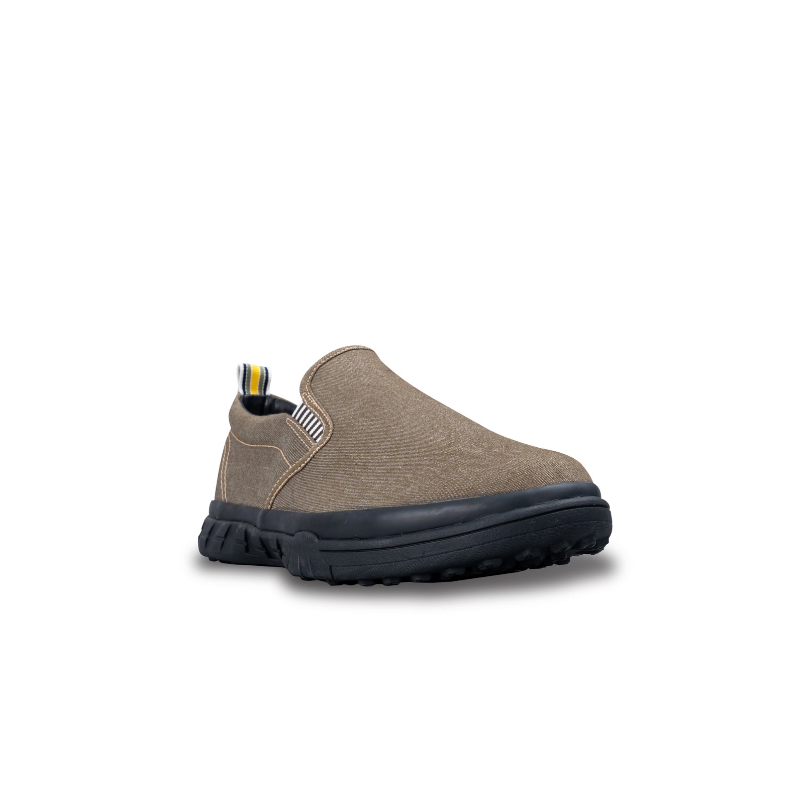 รองเท้าผ้าใบ รองเท้าผ้าใบสลิปออนผู้ชายสีเบจ ลายยีนส์สุดชิค น้ำหนักเบา พื้นยางพาราแท้ ร้อยปุ่ม ไม่ลื่น