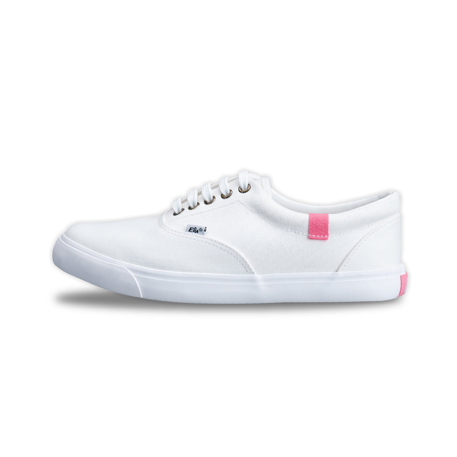 รองเท้าผ้าใบ รองเท้าผ้าใบผูกเชือก รองเท้าผ้าใบผูกเชือกผู้ชาย รองเท้าผ้าใบผูกเชือกผู้หญิงสีครีม/ชมพู ดีไซน์เท่ด้วยริบบิ้นสวยหวาน นุ่มสบาย ไม่กัดเท้า