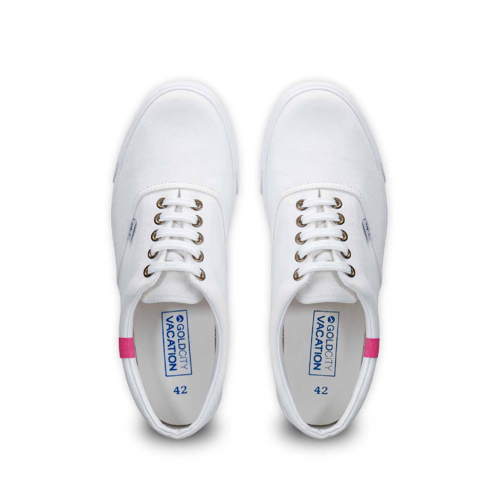 รองเท้าผ้าใบ รองเท้าผ้าใบผูกเชือก รองเท้าผ้าใบผูกเชือกผู้ชาย รองเท้าผ้าใบผูกเชือกผู้หญิงสีครีม/ชมพู ดีไซน์เท่ด้วยริบบิ้นสวยหวาน นุ่มสบาย ไม่กัดเท้า