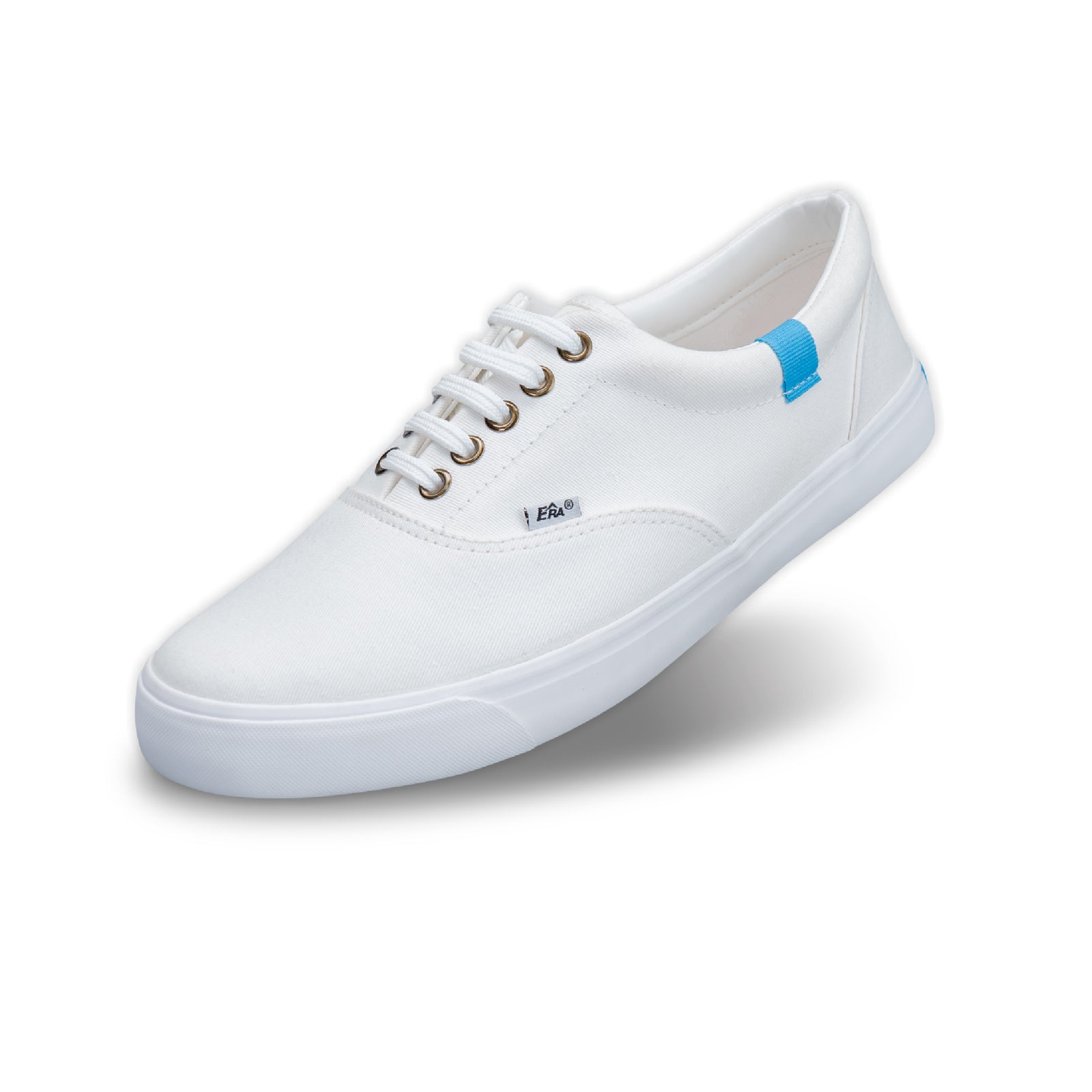 รองเท้าผ้าใบ รองเท้าผ้าใบผูกเชือก รองเท้าผ้าใบผูกเชือกผู้ชาย รองเท้าผ้าใบผูกเชือกผู้หญิงสีครีม/ฟ้า ดีไซน์เท่ด้วยริบบิ้นสวยหวาน นุ่มสบาย ไม่กัดเท้า