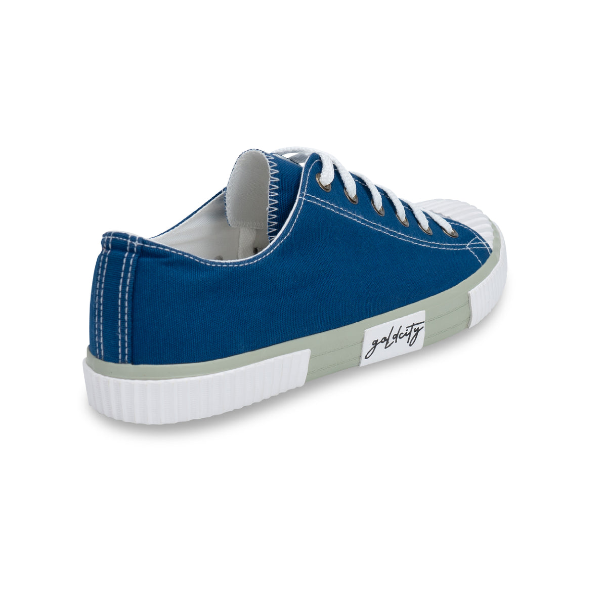 รองเท้าผ้าใบ รองเท้าผ้าใบผูกเชือก รองเท้าผ้าใบผูกเชือกผู้ชาย รองเท้าผ้าใบผูกเชือกผู้หญิงสีน้ำทะเล ดีไซน์โดดเด่นด้วยลายยางสุดเท่! นุ่ม เบา ใส่สบาย