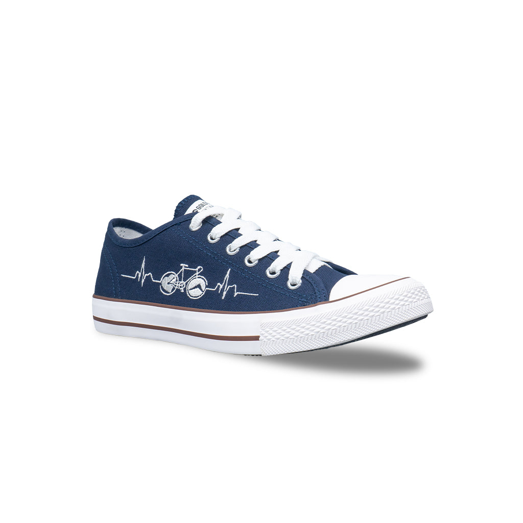 รองเท้าผ้าใบ รองเท้าผ้าใบผูกเชือก รองเท้าผ้าใบผูกเชือกผู้ชาย รองเท้าผ้าใบผูกเชือกผู้หญิงสีกรม ลายจักรยานสุดเท่ห์ นุ่ม เบา ใส่สบาย