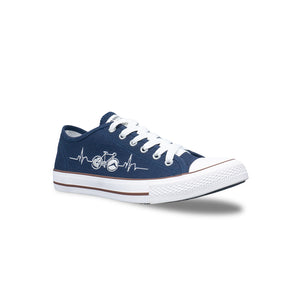 รองเท้าผ้าใบ รองเท้าผ้าใบผูกเชือก รองเท้าผ้าใบผูกเชือกผู้ชาย รองเท้าผ้าใบผูกเชือกผู้หญิงสีกรม ลายจักรยานสุดเท่ห์ นุ่ม เบา ใส่สบาย