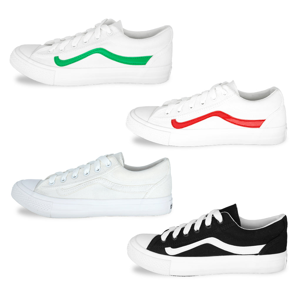 รองเท้าผ้าใบ รองเท้าผ้าใบผูกเชือก รองเท้าผ้าใบผูกเชือกผู้ชาย รองเท้าผ้าใบผูกเชือกผู้หญิงสีครีม/ครีม,ครีม/เขียว,ครีม/แดง,ดำ/ขาว,ดำ/ดำ ขอบนุ่ม พื้นนิ่ม ใส่สบายตลอดวัน