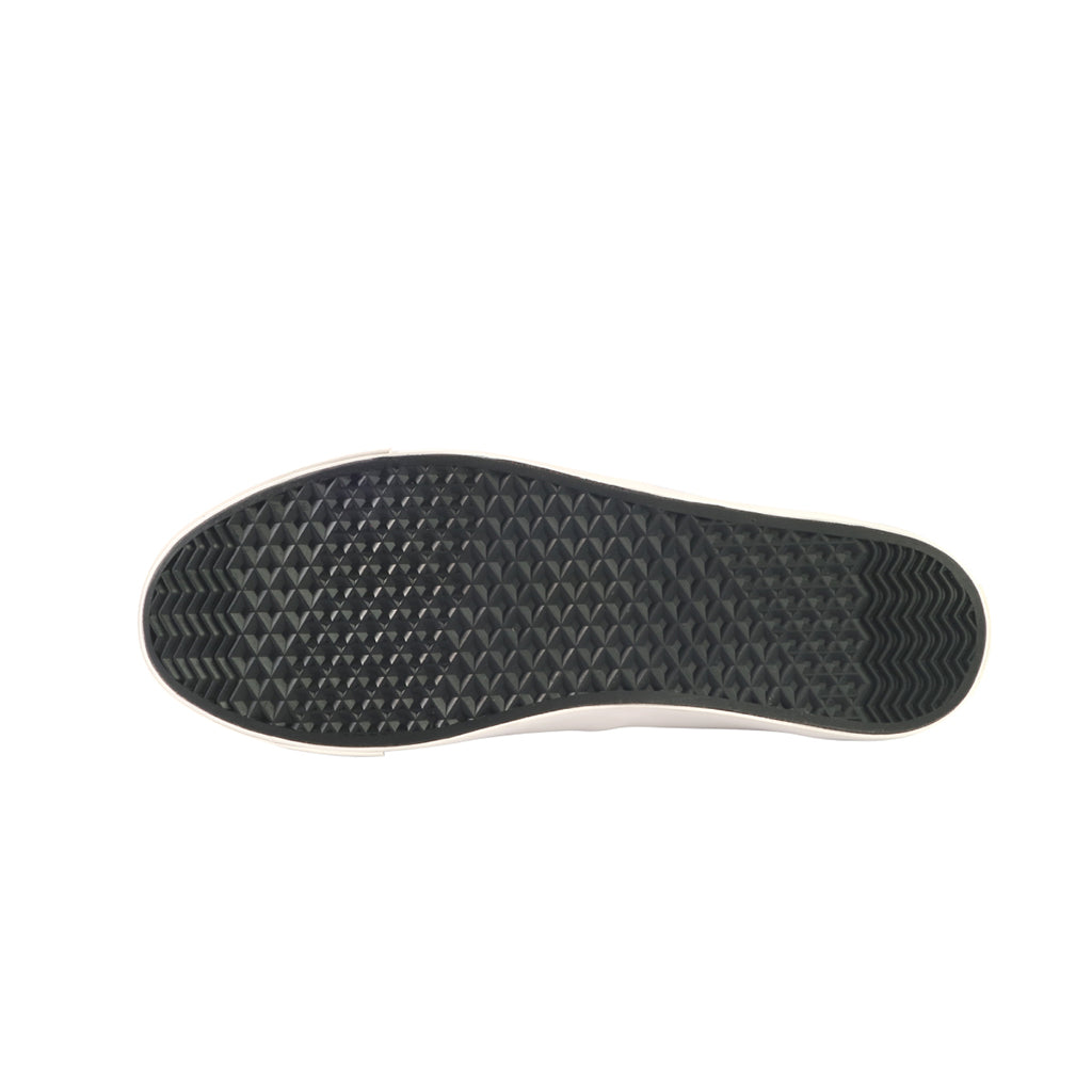 พื้นรองเท้าผ้าใบสลิปออน รุ่น NS011 โชว์พื้นยางพาราแท้เน้นความทนทานและการยึดเกาะไม่ลื่น มุมมองจากด้านใต้รองเท้า