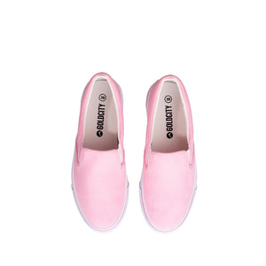 รองเท้าผ้าใบ รองเท้าผ้าใบสลิปออน รองเท้าผ้าใบสลิปออนผู้หญิงสีชมพู ลายแมวสุดน่ารัก ใส่สบาย