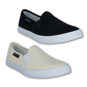 รองเท้าผ้าใบ รองเท้าผ้าใบสลิปออน รองเท้าผ้าใบสลิปออนผู้หญิงสีดำ,ครีม เรียบง่าย นุ่มสบาย