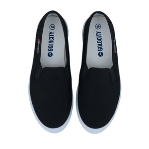 รองเท้าผ้าใบ รองเท้าผ้าใบสลิปออน รองเท้าผ้าใบสลิปออนผู้หญิงสีดำ เรียบง่าย นุ่มสบาย