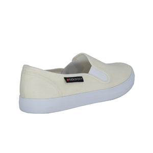 รองเท้าผ้าใบ รองเท้าผ้าใบสลิปออน รองเท้าผ้าใบสลิปออนผู้หญิงสีครีม เรียบง่าย นุ่มสบาย