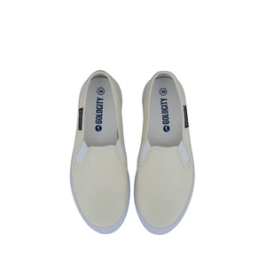 รองเท้าผ้าใบ รองเท้าผ้าใบสลิปออน รองเท้าผ้าใบสลิปออนผู้หญิงสีครีม เรียบง่าย นุ่มสบาย