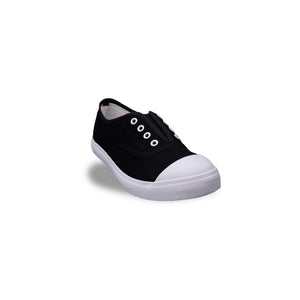 รองเท้าผ้าใบ รองเท้าผ้าใบแบบสวม รองเท้าผ้าใบแบบสวมผู้หญิงสีดำ ดีไซน์ยางยืด สวมง่าย นุ่มสบาย