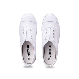 รองเท้าผ้าใบ รองเท้าผ้าใบแบบสวม รองเท้าผ้าใบแบบสวมผู้หญิงสีขาว ดีไซน์ยางยืด สวมง่าย นุ่มสบาย