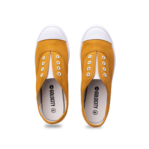 รองเท้าผ้าใบ รองเท้าผ้าใบแบบสวม รองเท้าผ้าใบแบบสวมผู้หญิงสีเหลือง ดีไซน์ยางยืด สวมง่าย นุ่มสบาย