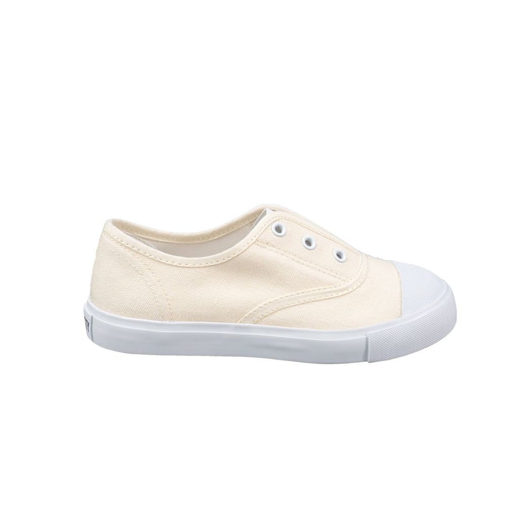 รองเท้าผ้าใบ รองเท้าผ้าใบแบบสวม รองเท้าผ้าใบแบบสวมผู้หญิงสีครีม ดีไซน์ยางยืด สวมง่าย นุ่มสบาย