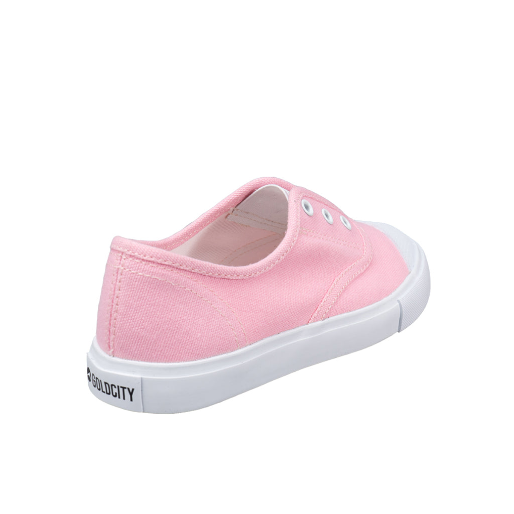 รองเท้าผ้าใบ รองเท้าผ้าใบแบบสวม รองเท้าผ้าใบแบบสวมผู้หญิงสีชมพู ดีไซน์ยางยืด สวมง่าย นุ่มสบาย