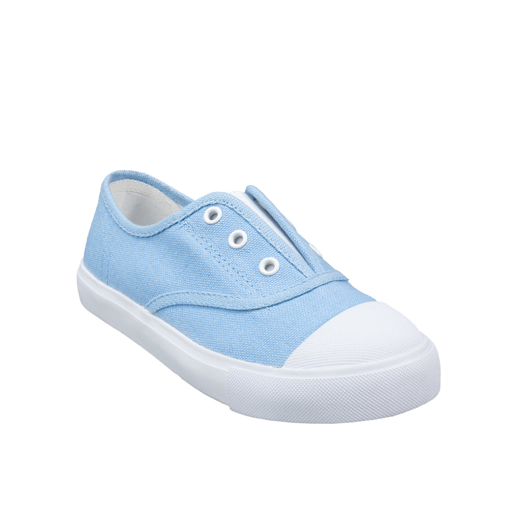 รองเท้าผ้าใบ รองเท้าผ้าใบแบบสวม รองเท้าผ้าใบแบบสวมผู้หญิงสีฟ้า ดีไซน์ยางยืด สวมง่าย นุ่มสบาย