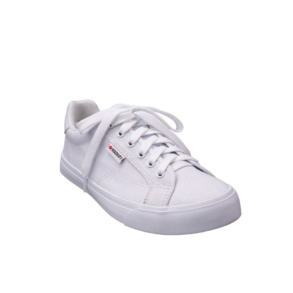 รองเท้าผ้าใบ รองเท้าผ้าใบผูกเชือก รองเท้าผ้าใบผูกเชือกผู้ชาย รองเท้าผ้าใบผูกเชือกผู้หญิงสีขาว ขอบนวมนุ่มสบาย ไม่กัดเท้า